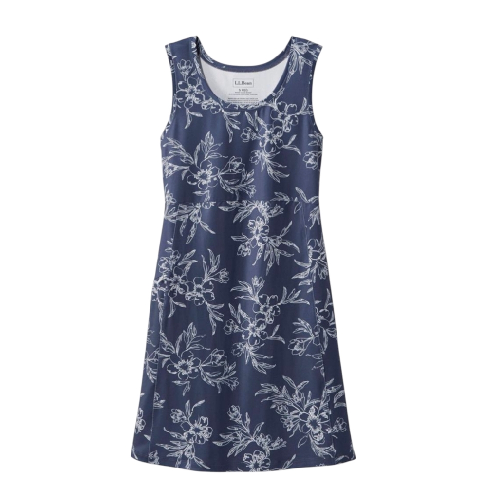 L.L.Bean Sleeveless Floral Knit Dress | M Reg | Periwinkle Blue Summer Sun Dress